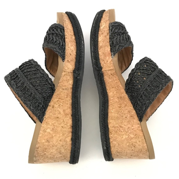 YELLOW BOX Wedge Platform Sandals Shoes Black Adalee Women’s Size 8 - Picture 10 of 16